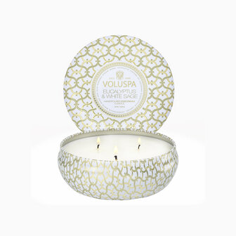 Voluspa Candles | Eucalyptus & White Sage | Large Tin 
